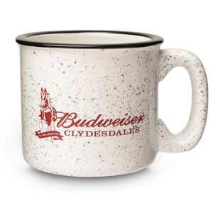 Budweiser 16 oz Red and White Speckled Mug